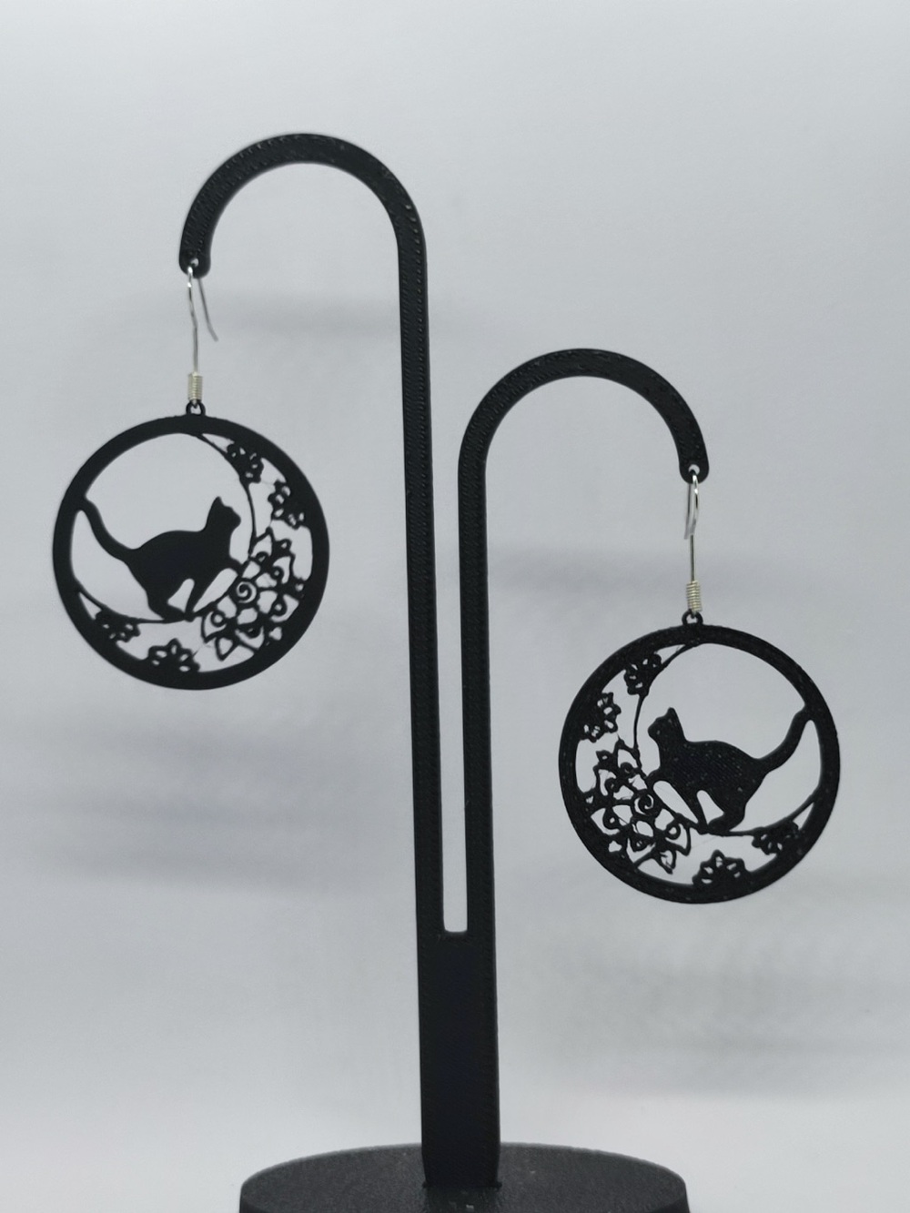 Black Cat Silhouette Drop Earrings - Women Jewelry
